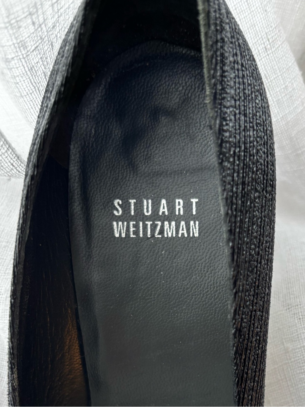 Stuart Weitzman Black Ribbed Pointed-Toe Pump - Picture 3 of 13